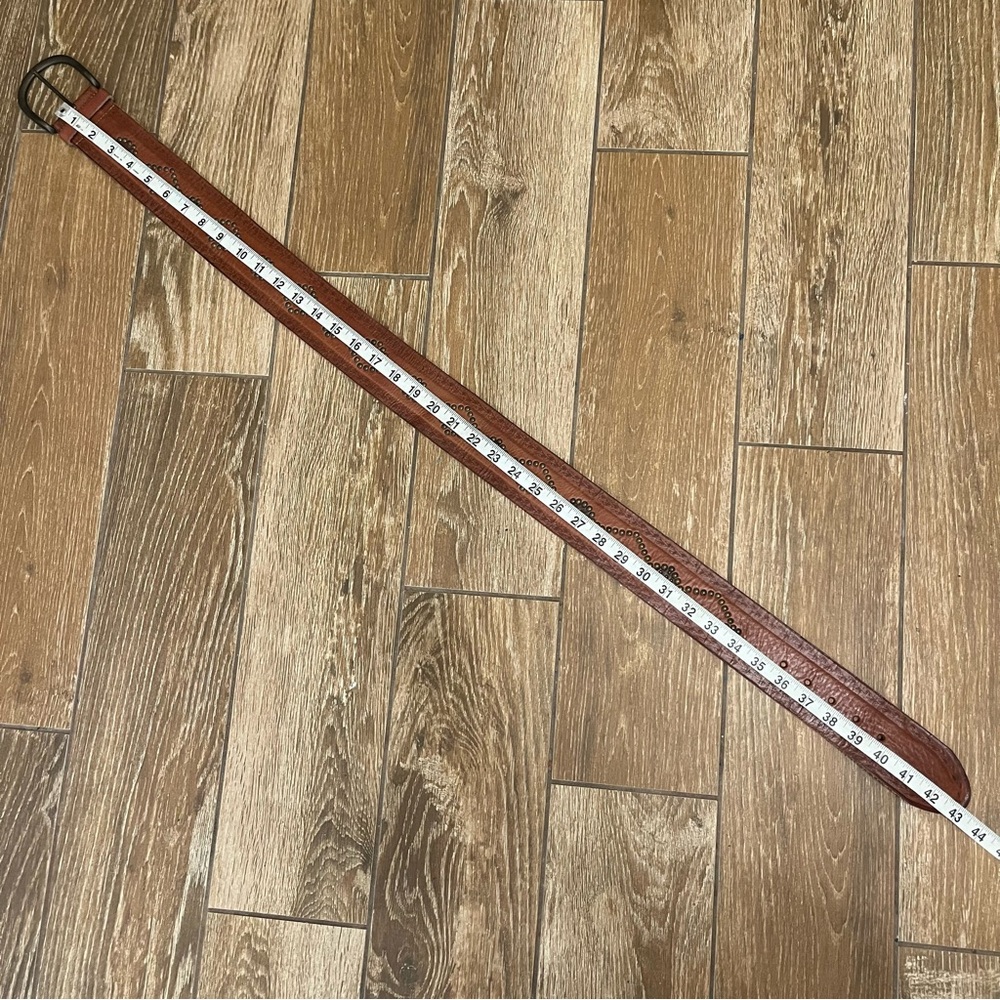 Fossil Brown Leather Studded Wide Chunky Belt - Picture 6 of 7